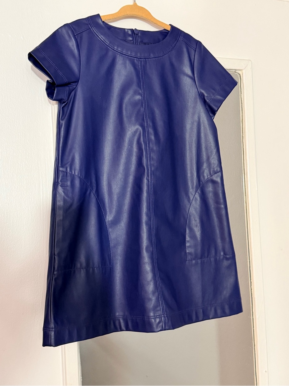 J.Crew Collection Royal Blue Faux Leather Short-Sleeve Dress